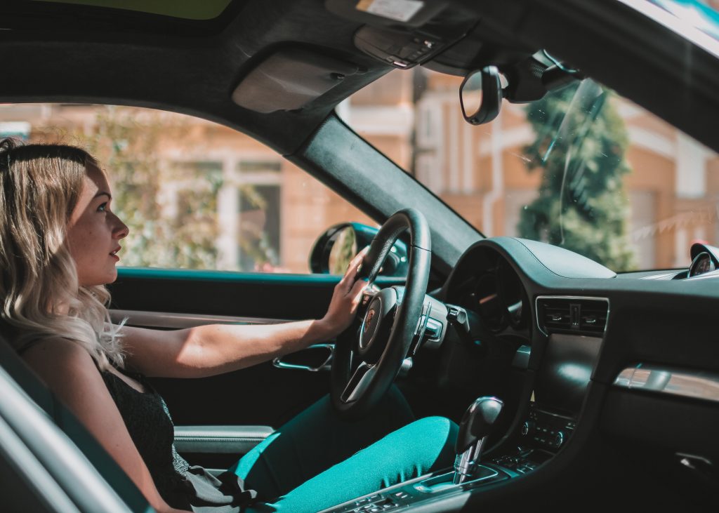 girl driving a car